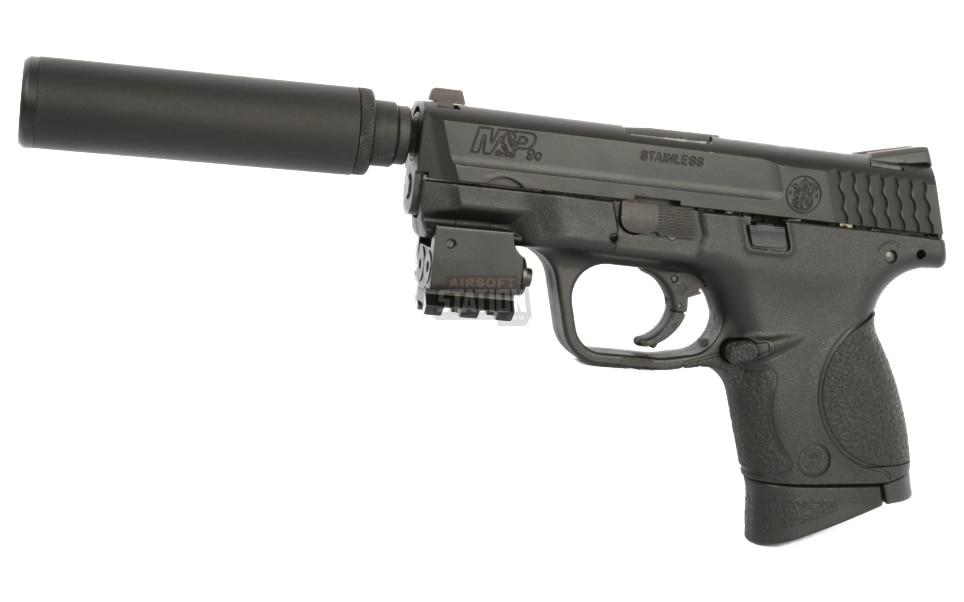 Smith And Wesson Mandp 9c Compact Gas Blowback Pistol Combo Edition W Mock Suppressor Tac Laser 8865