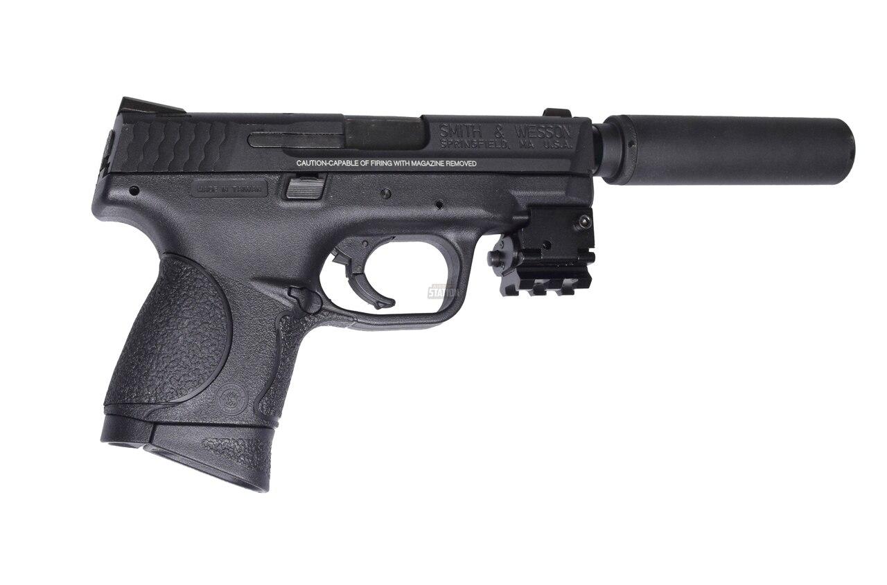 Smith And Wesson Mandp 9c Compact Gas Blowback Pistol Combo Edition W Mock Suppressor Tac Laser 1617